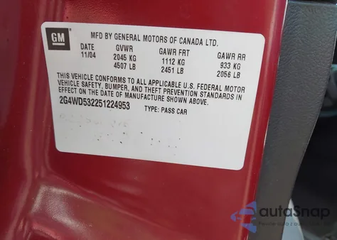 2005 Buick Lacrosse Cxl from USA, damaged, VIN 2G4WD532251224953